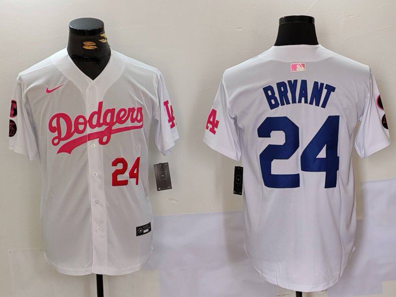 Men Los Angeles Dodgers #24 Bryant White pink joint name 2024 Nike MLB Jersey style 2->los angeles dodgers->MLB Jersey